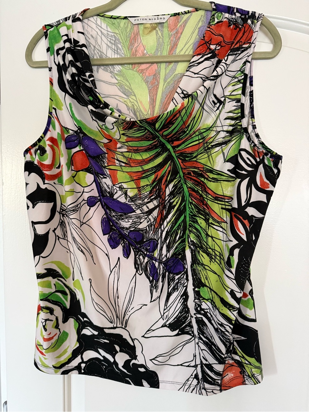 Peter Nygard Multi-Color Floral & Palm Print Sleeveless Tank